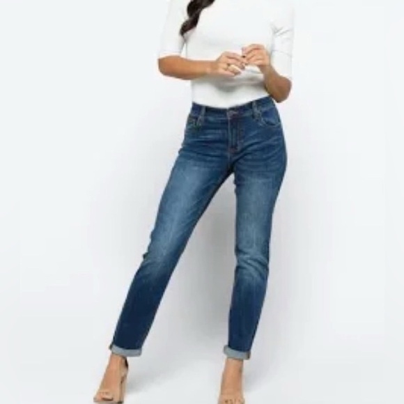 KUT from The Kloth Katy Straight Leg Jeans Medium Wash Raw Hem Women’s 4 - Picture 1 of 11